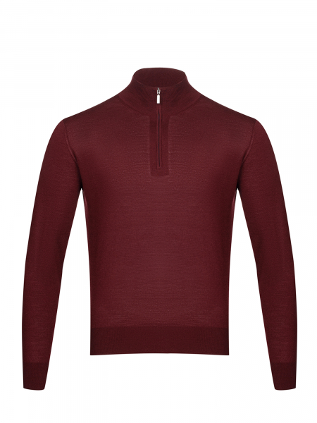 Джемпер, ворот - стойка , на молнии, дл/рук. (007, Темно-бордо, 56)