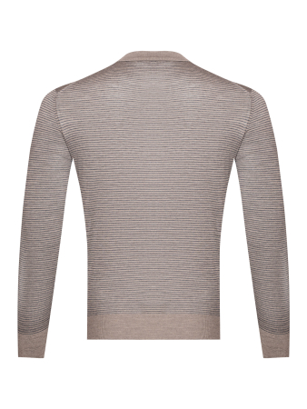 Поло на пуговицах, дл/рукав, в полоску (833, Бежевый в полоску, 52)