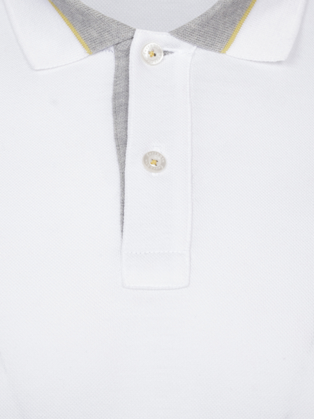 Поло, на пуговицах,  кор/рук., однотон. (001, Белый, 50)