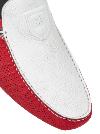 Мокасины, Mario Bruni (998, Красный/Белый, 40, 100% кожа, Кожа телячья 100%)