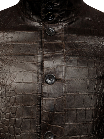 Куртка, Gallotti, стойка, пуговицы, под крокодила (295, Темно-коричн., 50 - M)