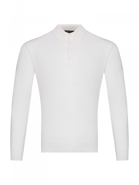 Поло на пугов., однотон., дл/рук. (001, Белый, 46 - XS)