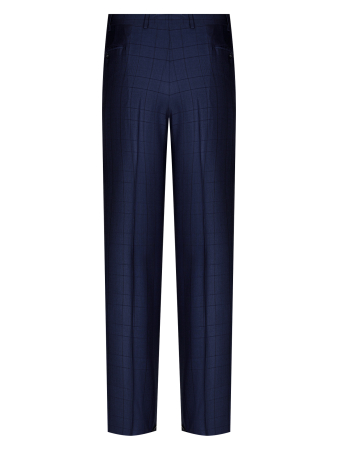 Брюки, Ravazzolo, средне-притал., с защипами, однотонные, клетка (16744, Темно-синий, 56, R)