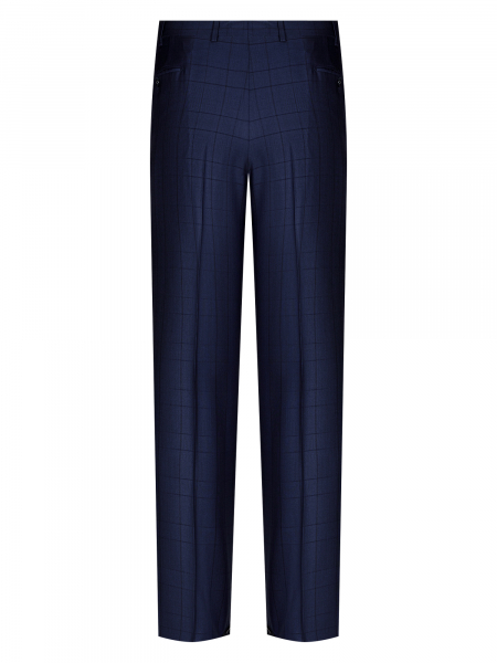 Брюки, Ravazzolo, средне-притал., с защипами, однотонные, клетка (16744, Темно-синий, 56, R)