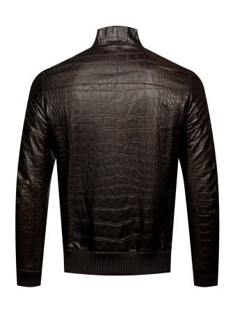 Куртка, Gallotti, стойка, пуговицы, под крокодила (295, Темно-коричн., 50 - M)