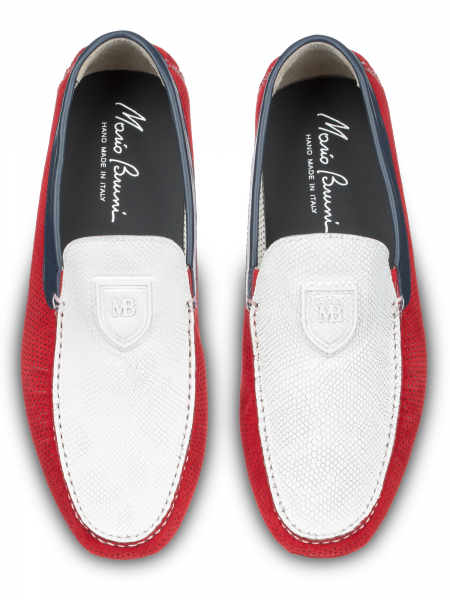 Мокасины, Mario Bruni (998, Красный/Белый, 40, 100% кожа, Кожа телячья 100%)