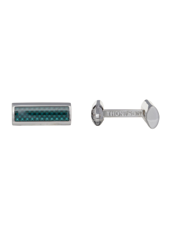 Запонки, THOMPSON, Англия_ (29, Enamel Blue (Синяя эмаль), ДВУХСТОРОННИЕ, Конус /Голуб. прямоуг, рисунок)