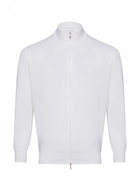 Кардиган, ворот-стойка на молнии, длинный рукав (2102, Белый, 52 - L  рукав 62 см)