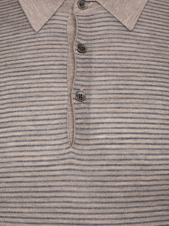 Поло на пуговицах, дл/рукав, в полоску (833, Бежевый в полоску, 52)