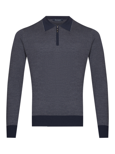 Поло, на молнии, стойка, рис. - лапки (410, Темно-синий, 50 - M)