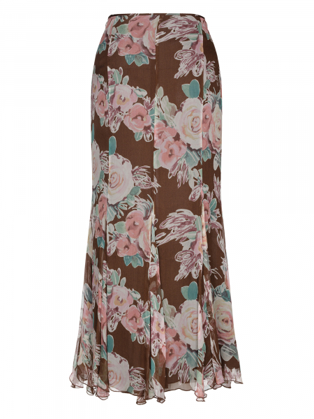 Юбка, Modyva, цветы (791, Коричневый, 40)