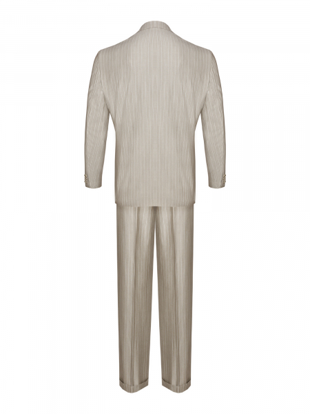 Костюм, EM, классика, в полоску, 3пуг., 1шл. (601, Кремовый, 46, 8)