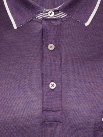 Поло однотонное, ворот  с окантовкой, кор/рукав (311, Фиолетовый/Белый, 58-3XL рукав 24 см)