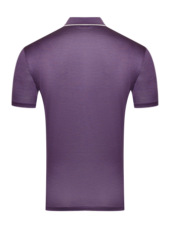 Поло однотонное, ворот  с окантовкой, кор/рукав (311, Фиолетовый/Белый, 58-3XL рукав 24 см)