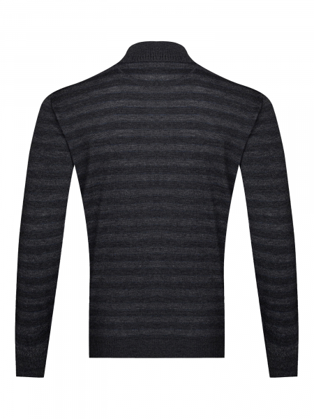 Джемпер, стойка, молния, в полоску (365, Темно-серый, 48 - S )