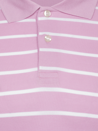 Поло в полоску, короткий рукав (375, Сиреневый, 52 - L  рукав 21 см)