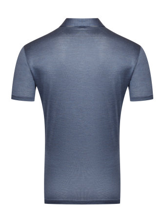 Поло однотонное, короткий рукав, скрытые пуговицы (306, Джинсовый, 60-4XL  рукав 24 см)