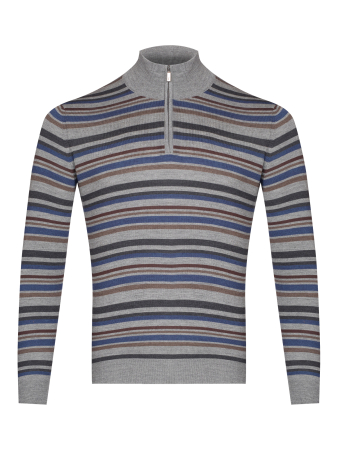 Джемпер, стойка, молния, в полоску_ (483, Серый, 56 - XXL)