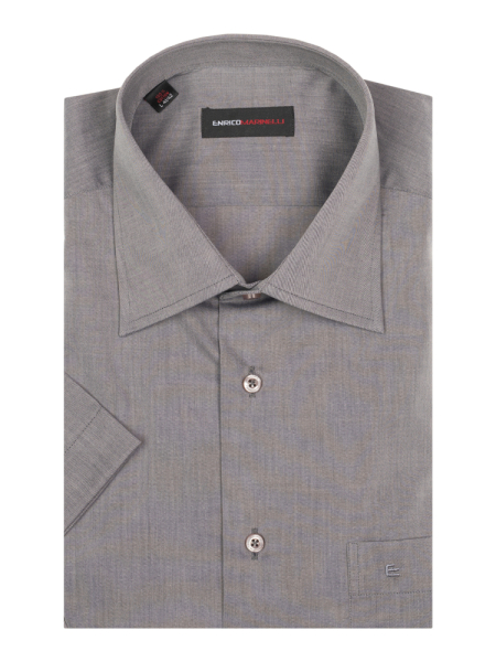 Сорочка, EM, короткий рукав , пуговицы, однотонная (300, Серый, 41/42)