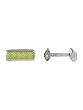 Запонки, THOMPSON, Англия_ (31, Enamel Grn (Зеленая эмаль), ДВУХСТОРОННИЕ, Конус/Салат.прямоуг, рисунок)