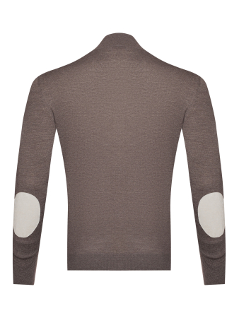 Кардиган, на молнии, ворот - стойка, заплатки (162, Корич./Серый, 56)