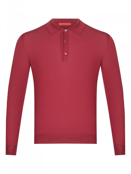 Поло, на пуговицах, длин. рукав (4279, Красный, 46 - XS     )