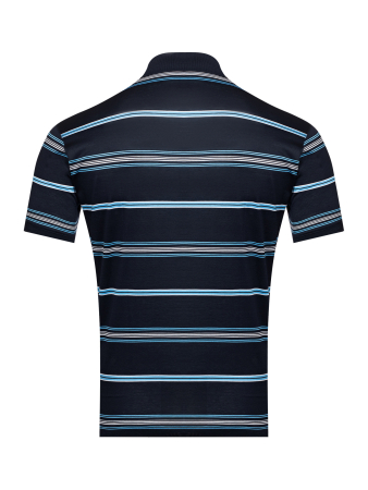 Поло в полоску, короткий рукав (250, Синий, 52 - L  рукав 25 см)