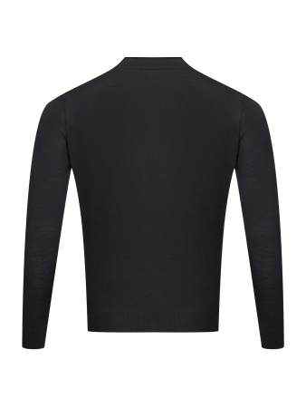 Поло, на пуговицах, длин. рукав, однотон. (94058, Черный, 50)