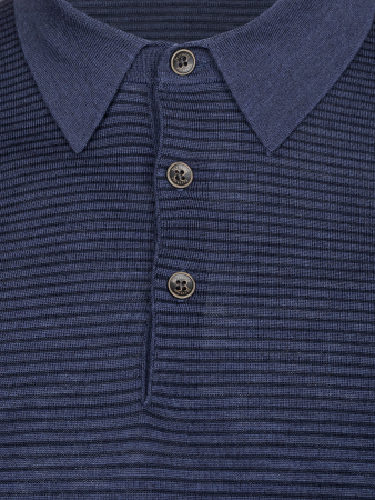 Поло на пуговицах, дл/рукав, в полоску (835, Синий в полоску, 50)