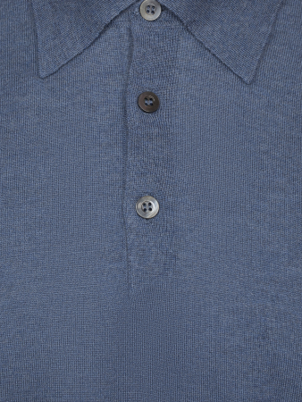 Поло, на пуговицах, длин. рукав, однотон. (94141, Джинсовый, 50)