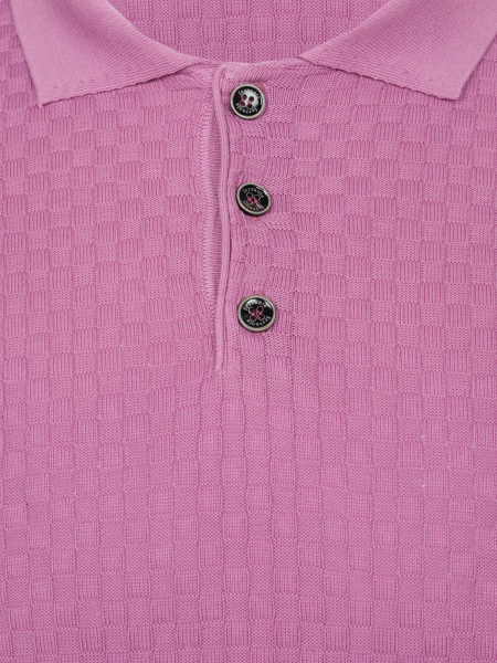 Поло на пуговицах, SF, однотон. в клетку, кор/ рукав (018, Сиреневый, 52 - L  рукав 19 см)