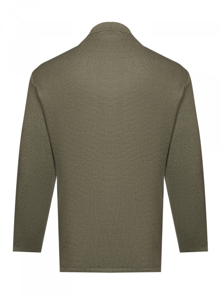 Кардиган  на молнии, с ворот.,  дл/рук., кож.вставки на плече (00892, Зеленый, 64)