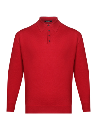 Поло, на пуговицах, дл/рукав (029, Вишня, 62 - 5XL)