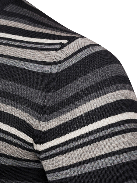 Джемпер, круглый ворот, в полоску (484, Черный, 48 - S )