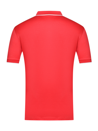Поло однотонное, ворот с окантовкой, короткий рукав (239, Коралловый/Белый, 56 - XXL рукав 26 см)
