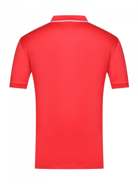 Поло однотонное, ворот с окантовкой, короткий рукав (239, Коралловый/Белый, 56 - XXL рукав 26 см)