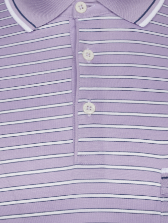 Поло  на пуговицах, в полоску, короткий рукав (293, Сиреневый, 50 - M  рукав 25 см)