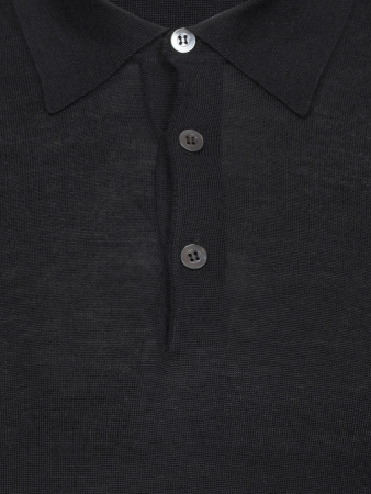 Поло, на пуговицах, длин. рукав, однотон. (94058, Черный, 50)