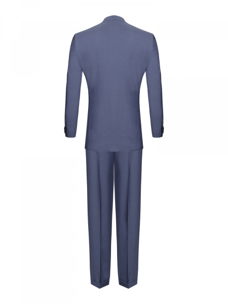 Костюм, приталенный, однотонный (003, Синий, 50, 4)