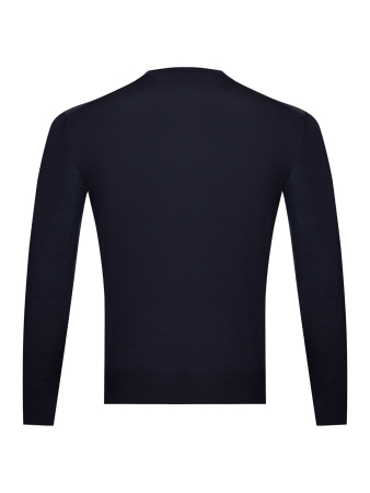 Пуловер, V- вырез, рис.-лапки, однотон. дл/рукав (410, Темно-синий, 46 - S)