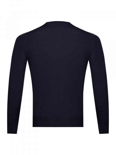 Пуловер, V- вырез, рис.-лапки, однотон. дл/рукав (410, Темно-синий, 46 - S)