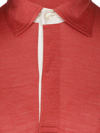 Поло однотонное, короткий рукав, скрытые пуговицы (338, Вишня, 50 - M  рукав 24 см)