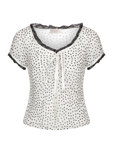 Топ, Modyva, в горошек, кружева (601, Белый, 40)