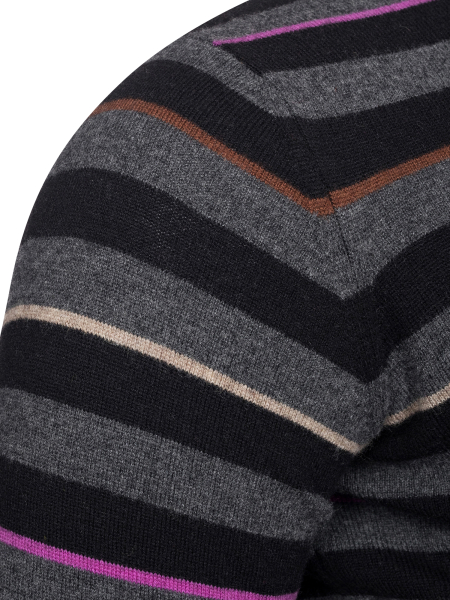 Джемпер, круглый ворот, в полоску (087, Черный, 56 - XXL)