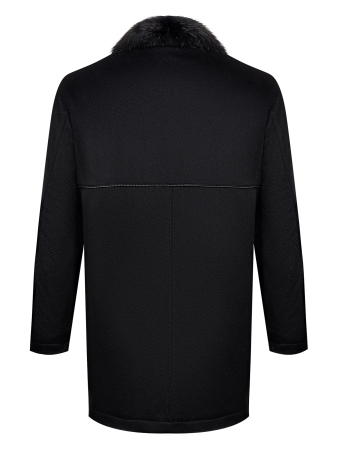 Пальто, съемная меховая подстёжка , съемный мех. воротник (00510, Черный, 60 - 4XL )