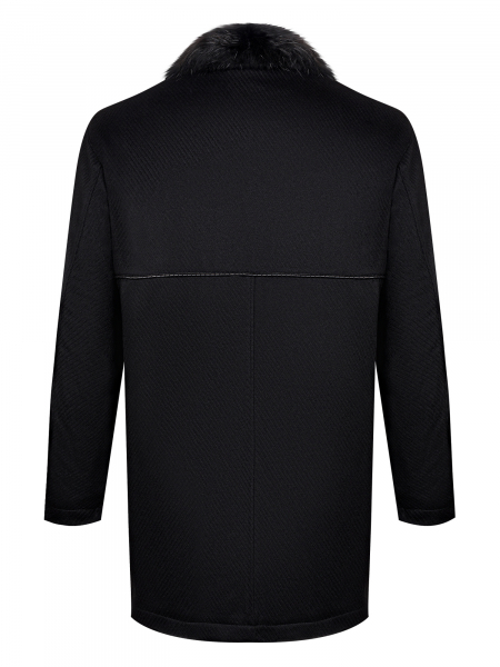 Пальто, съемная меховая подстёжка , съемный мех. воротник (00510, Черный, 60 - 4XL )