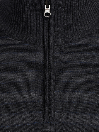 Джемпер, стойка, молния, в полоску (365, Темно-серый, 48 - S )