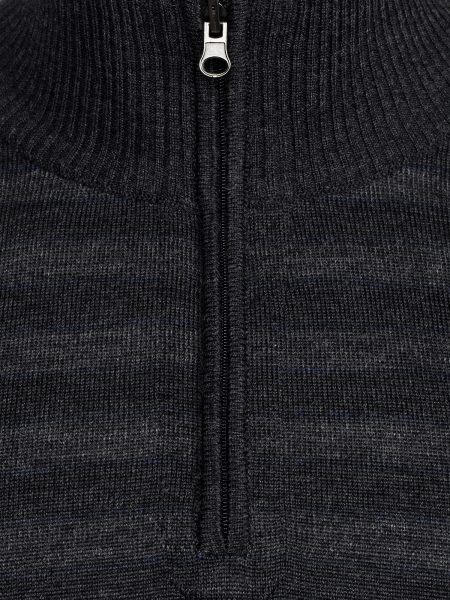 Джемпер, стойка, молния, в полоску (365, Темно-серый, 48 - S )