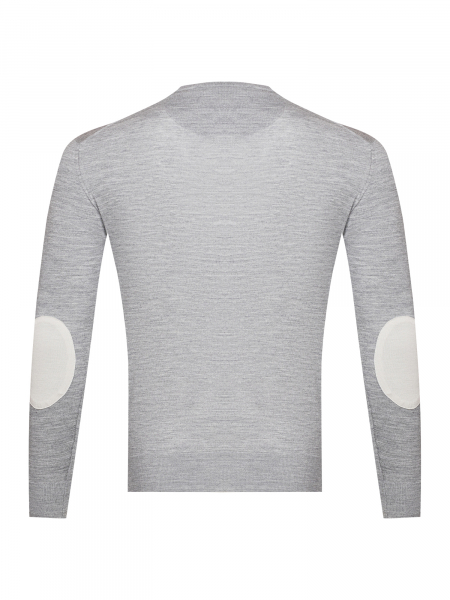 Джемпер, круглый вырез, заплат. на рук. (420, Светло-серый, 46 - S)