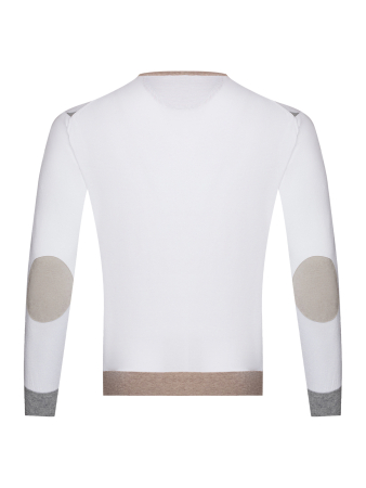 Джемпер, круглый ворот, длинный рукав, SF, ромб (190, Белый/Серый, 56 - XXL     рукав 62 см)